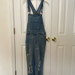 Wild Fable Light Blue Distressed Denim Overalls